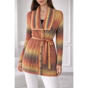 Modcloth The Last Summer Sunset Multicolor Longline Cardigan Granny Beachy 1x